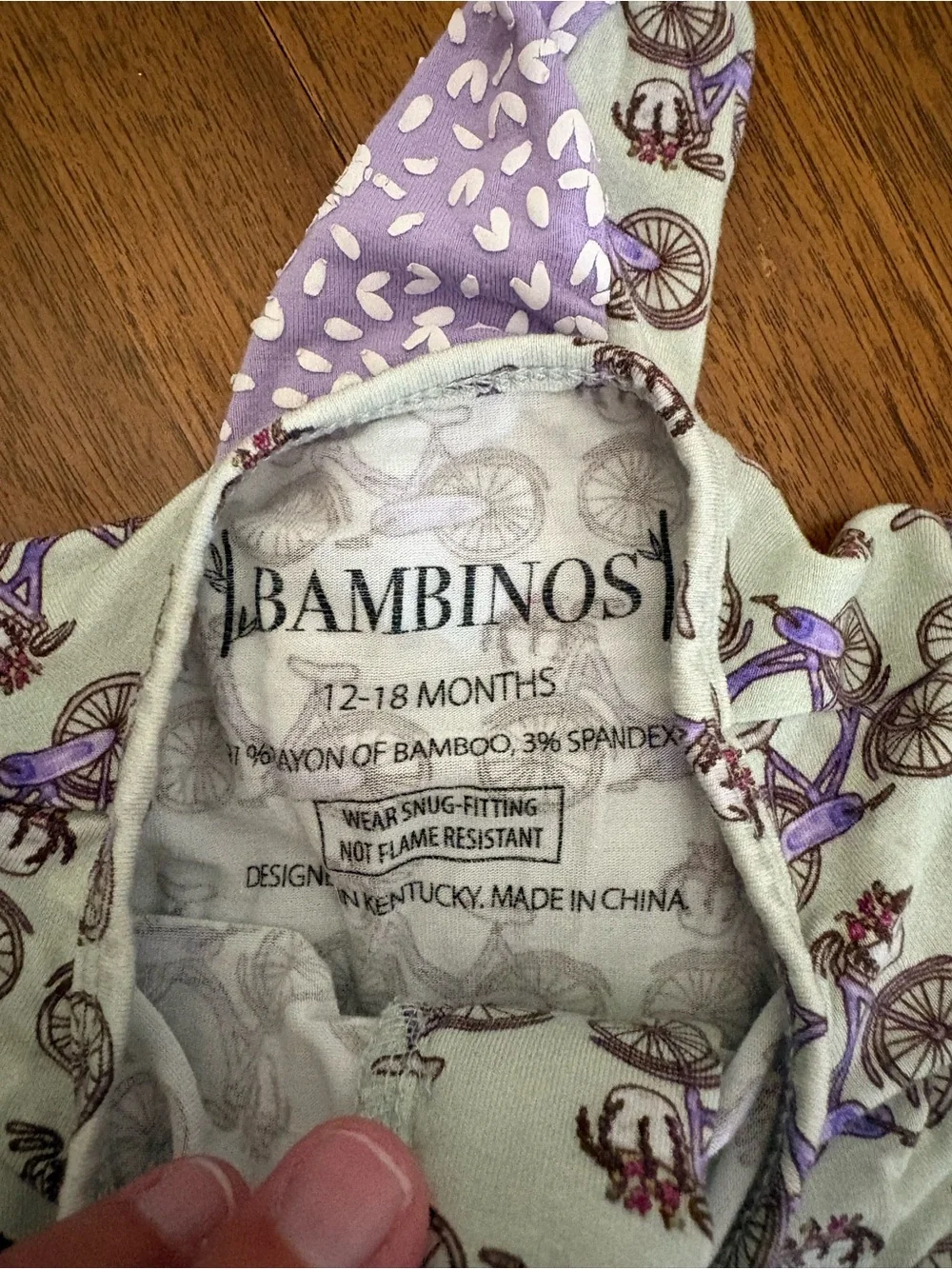 Baby Zippered Pajamas with Purple Bicycle Print